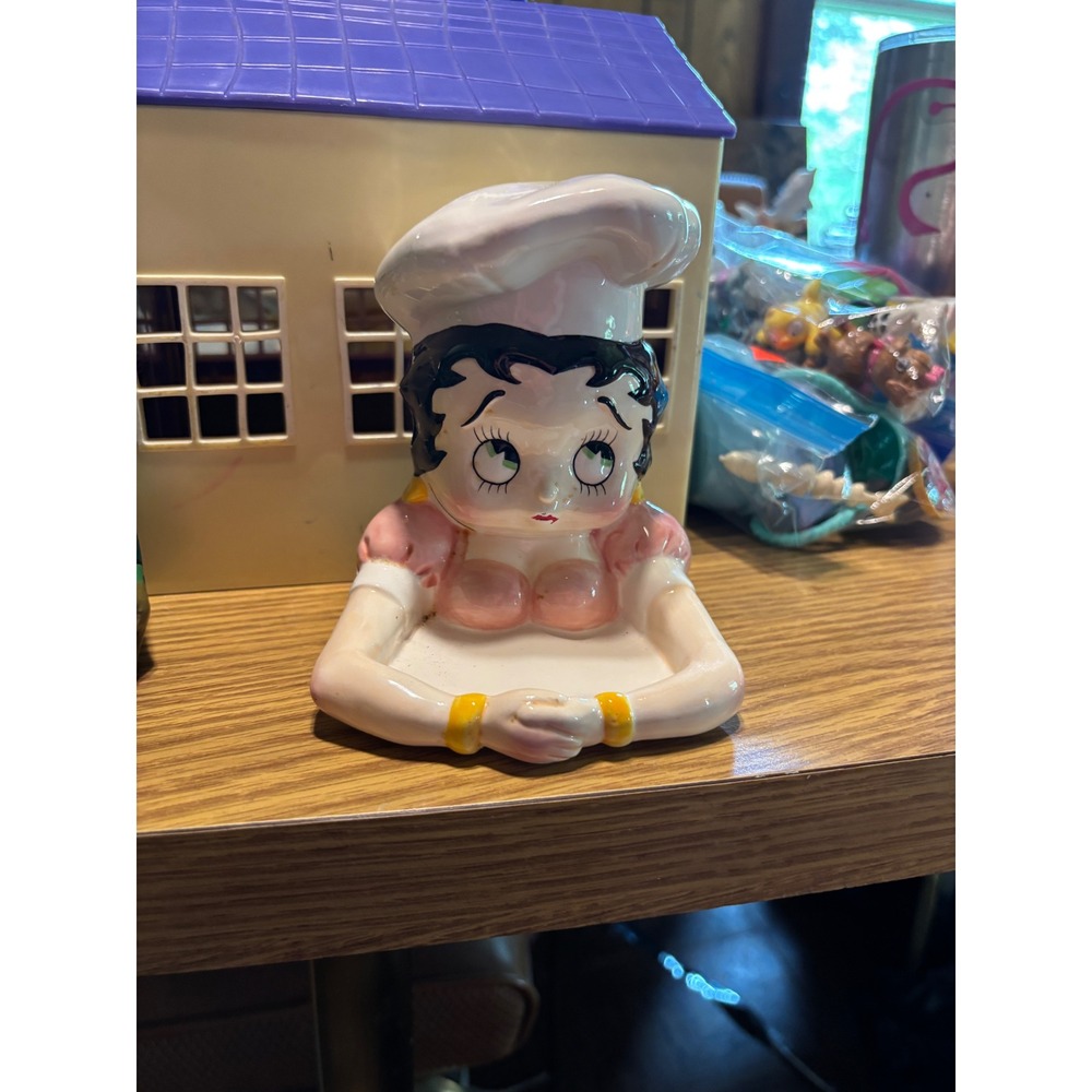 Vintage 1995 Vandor Betty Boop Chef Ceramic Spoon Rest Pelzman Designs Retro